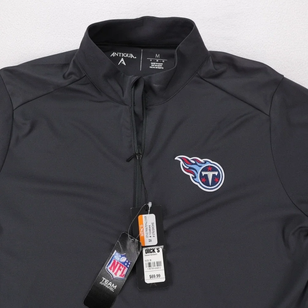 Tennessee‎ Titans Tribute Antigua 104644 Mens Quarter Zip Pullover Smoke Grey M